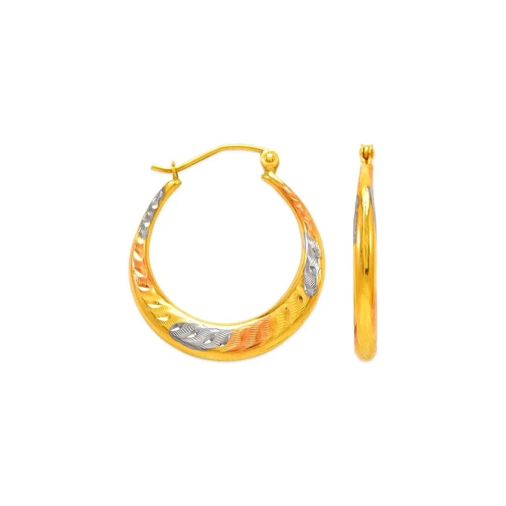NEW 14K TRICOLOR GOLD HOLLOW SHRIMP HOOP EARRINGS: NEW 14K TRICOLOR GOLD HOLLOW SHRIMP HOOP EARRINGS HOLLOW SHRIMP HOOP EARRINGS NEW 14K TRICOLOR GOLD Width: Approx. 4x23mm Apx WEIGHT: 1.5g