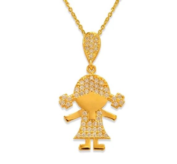 NEW 14K YELLOW GOLD FANCY GIRL PENDANT: NEW 14K YELLOW GOLD FANCY GIRL PENDANT FANCY GIRL PENDANT NEW 14K YELLOW GOLD Apx. WIDTH: 15x28mm Apx WEIGHT: 1.5g