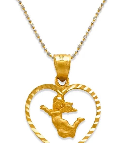NEW 14K YELLOW GOLD ANGEL IN HEART PENDANT: NEW 14K YELLOW GOLD ANGEL IN HEART PENDANT ANGEL IN HEART PENDANT NEW 14K YELLOW GOLD Apx. WIDTH: 16x16mm Apx WEIGHT: 1.5g