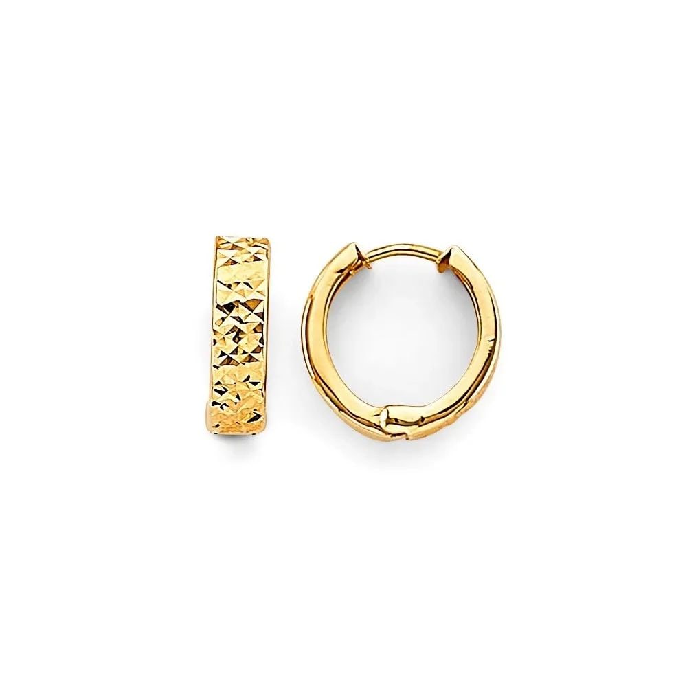 NEW 14K YELLOW GOLD HUGGIES EARRINGS: NEW 14K YELLOW GOLD HUGGIES EARRINGS HUGGIES EARRINGS NEW 14K YELLOW GOLD HEIGHT - 12 mm WIDTH - 12 mm Apx WEIGHT - 1.1 g