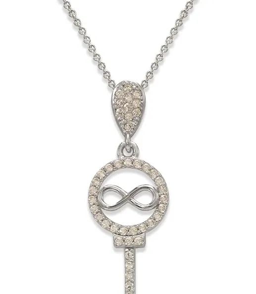 NEW 14K WHITE GOLD FANCY INFINITY KEY PENDANT (1 of 2)