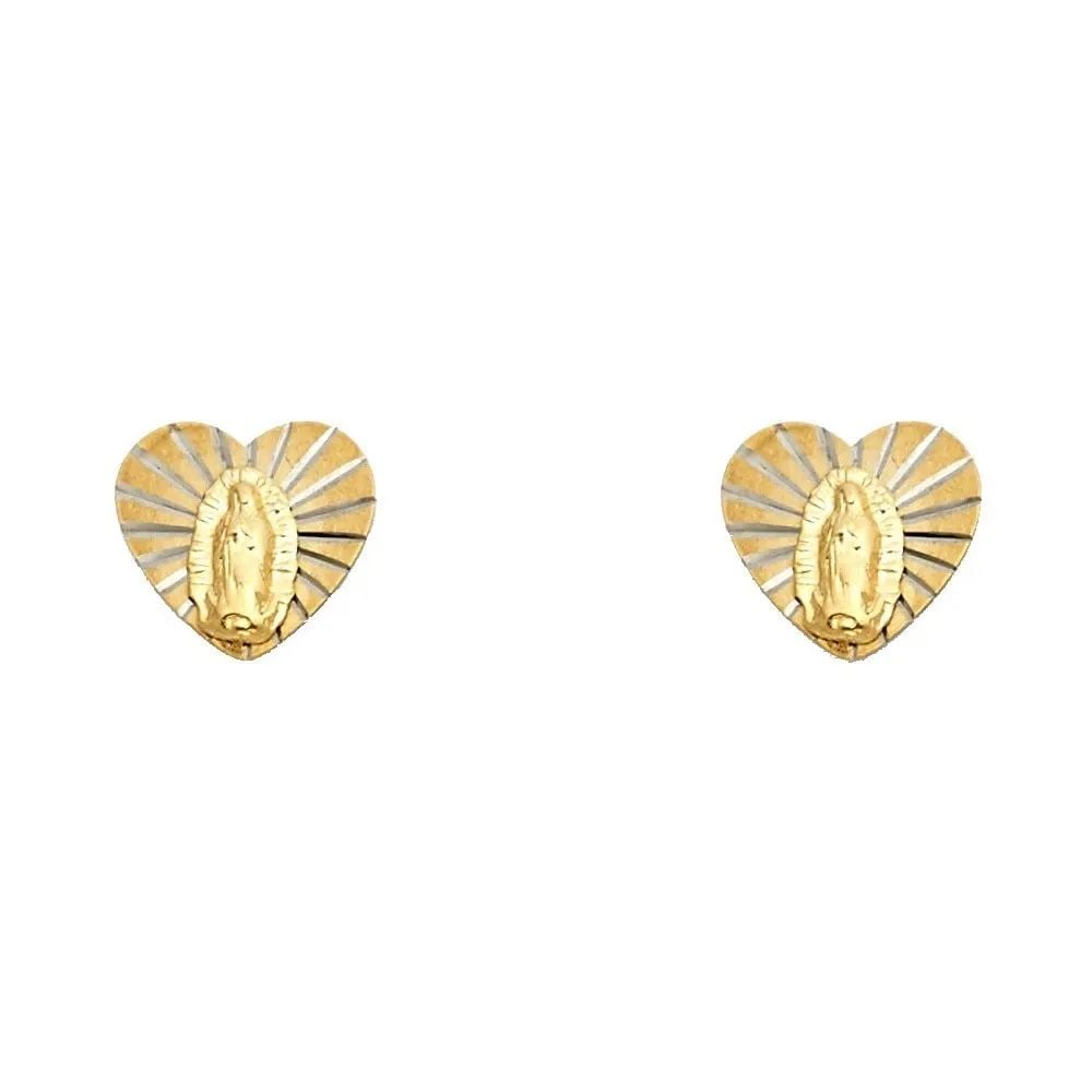 NEW 14K YELLOW GOLD HEART GUADLUPE SCREW BACK STUD EARRINGS: NEW 14K YELLOW GOLD HEART GUADLUPE SCREW BACK STUD EARRINGS HEART GUADLUPE SCREW BACK STUD EARRINGS NEW 14K YELLOW GOLD