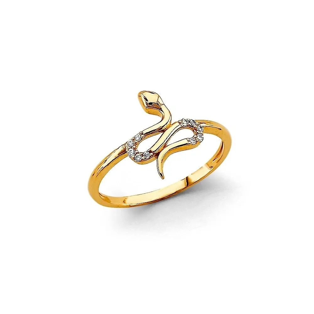 NEW 14K YELLOW GOLD SNAKE RING - SIZE 7: NEW 14K YELLOW GOLD CZ SNAKE RING CZ SNAKE RING NEW 14K YELLOW GOLD WIDTH : Average Apx WEIGHT : 1.4g