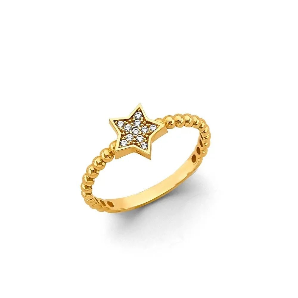 NEW 14K TWO TONE GOLD STAR RING - SIZE 7 (1 of 2)