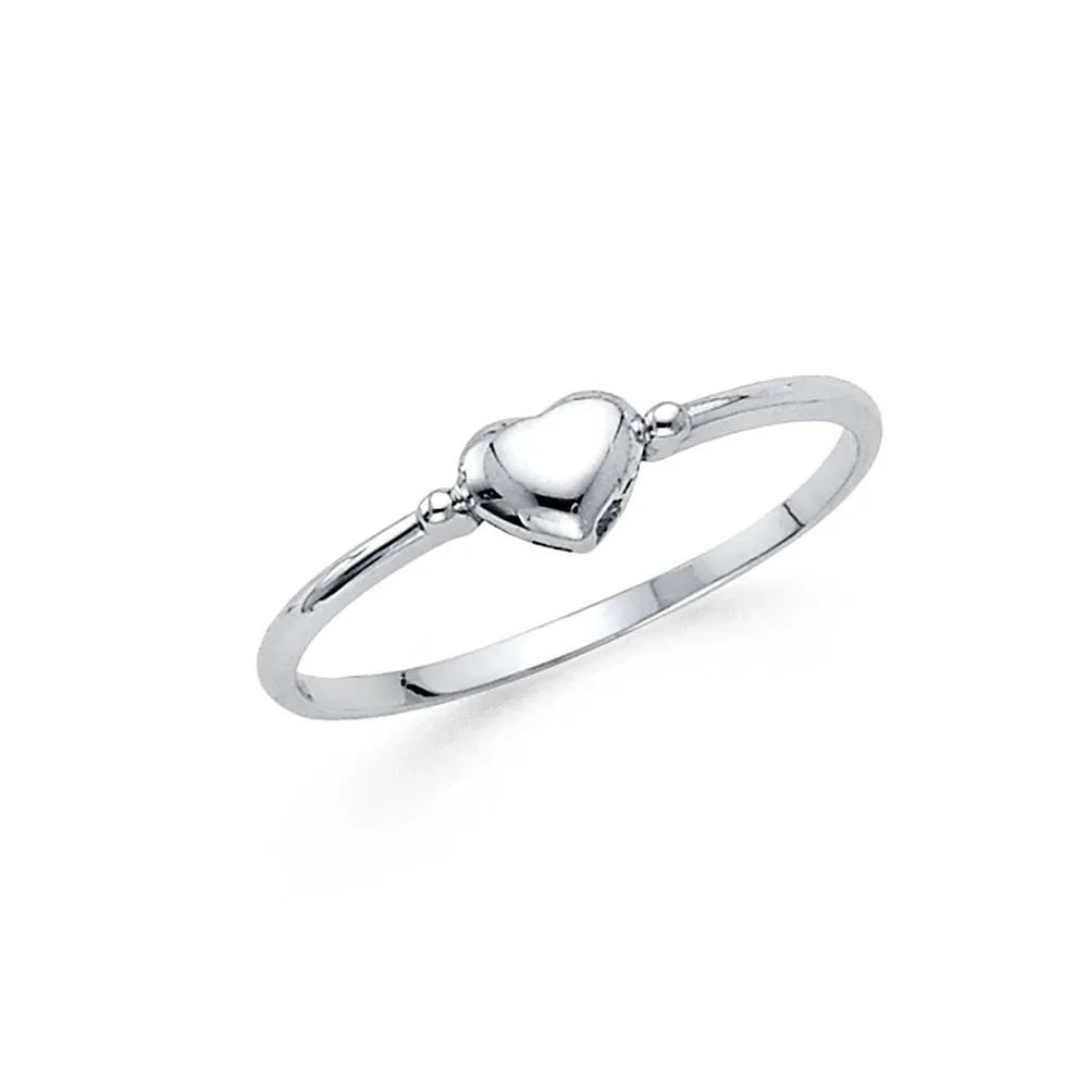 NEW 14K WHITE GOLD HEART RING - SIZE 7 (1 of 2)