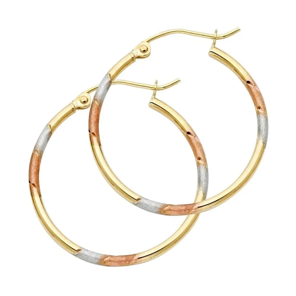 NEW 14K TRI COLOR GOLD DC HOOP EARRINGS (1 of 2)