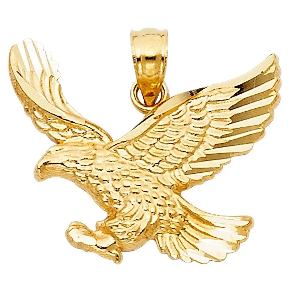 NEW 14K YELLOW GOLD EAGLE PENDANT: NEW 14K YELLOW GOLD EAGLE PENDANT EAGLE PENDANT NEW 14K YELLOW GOLD Height : 17 mm Width : 21 mm Apx. WEIGHT : 1.1g