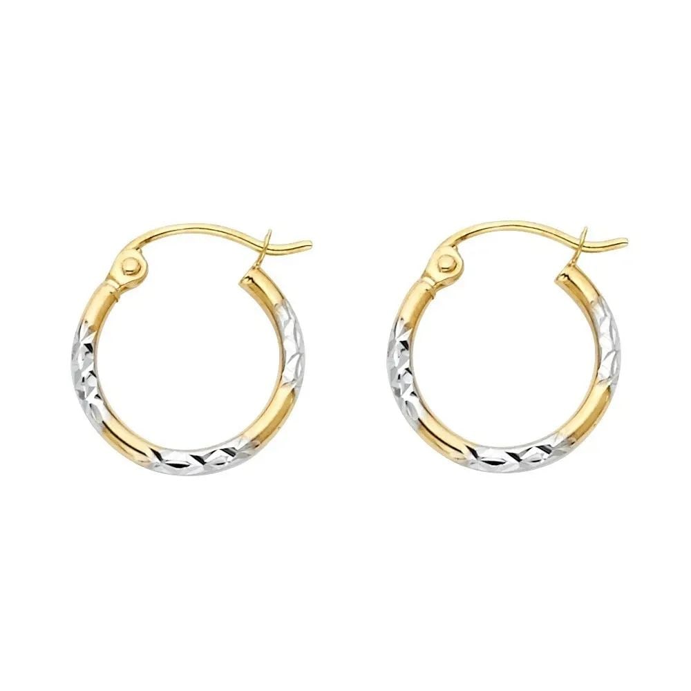 NEW 14K TWO TONE GOLD DC HOOP EARRINGS (1 of 2)