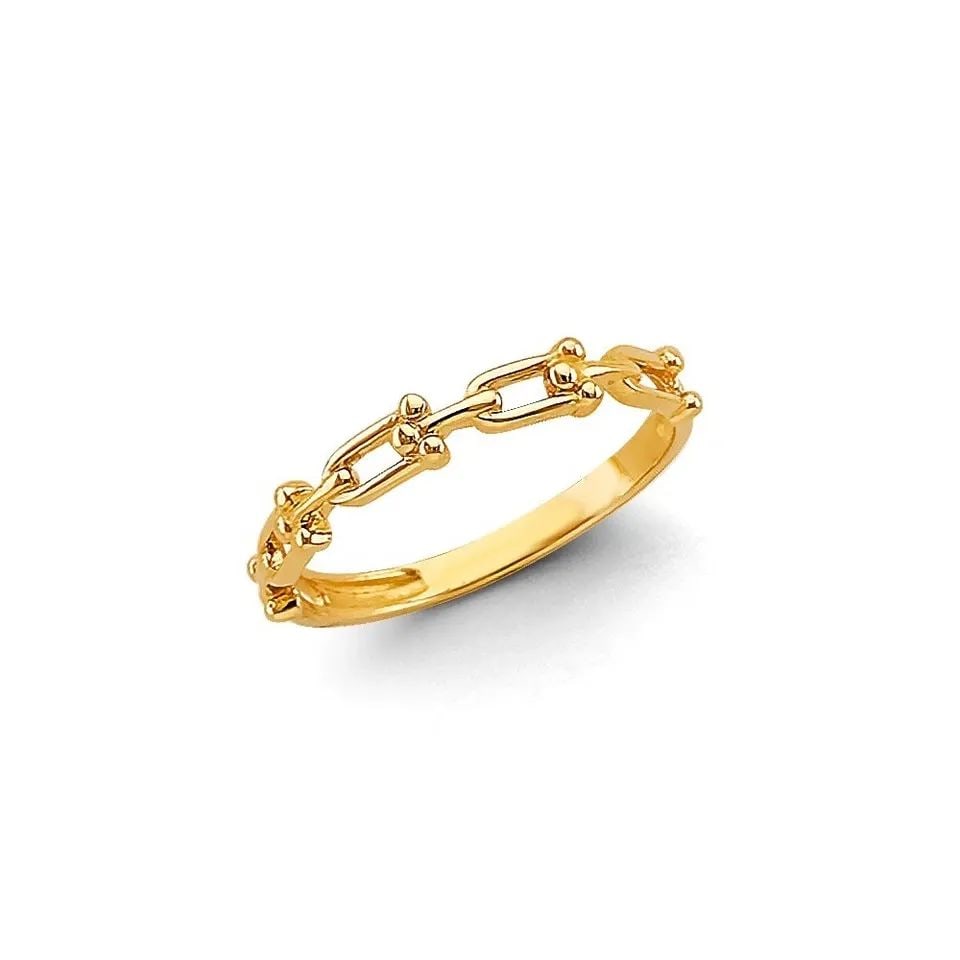 NEW 14K YELLOW GOLD STACKABLE LINK RING - 2