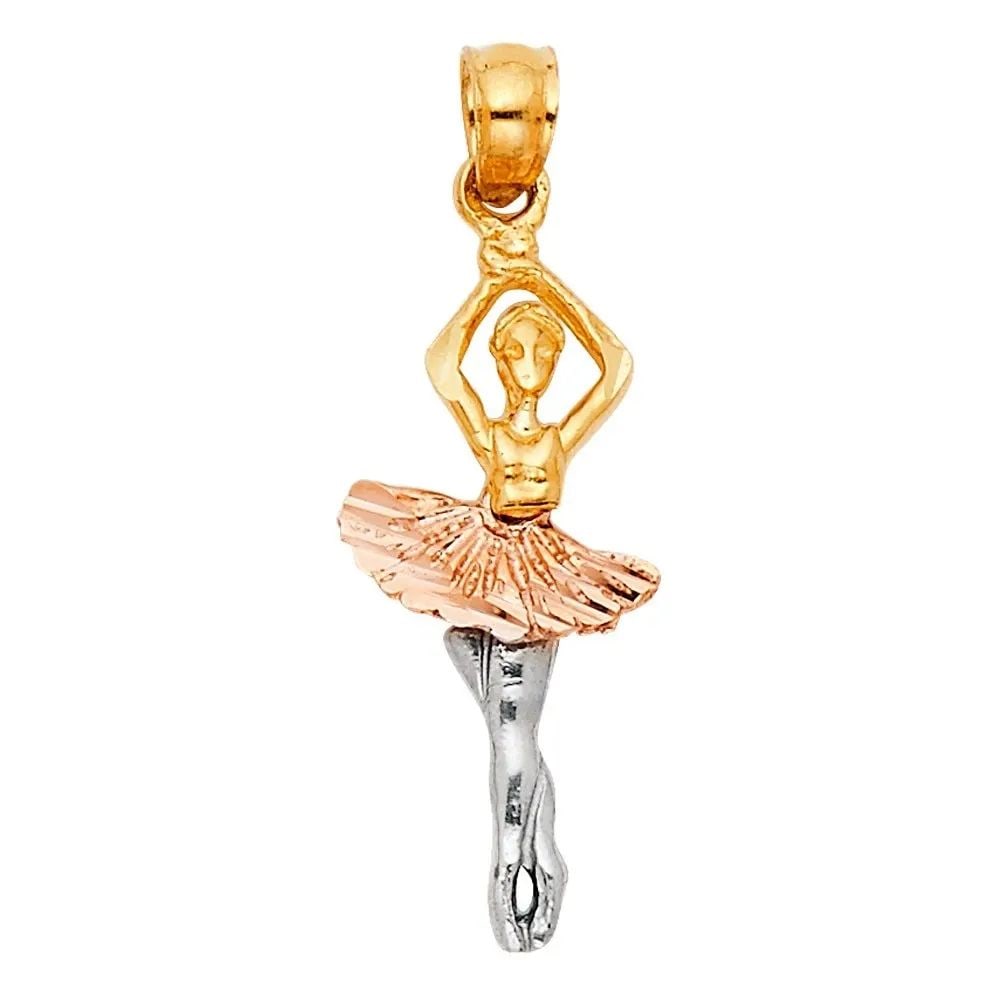 NEW 14K TRI COLOR GOLD BALLERINA PENDANT (1 of 2)