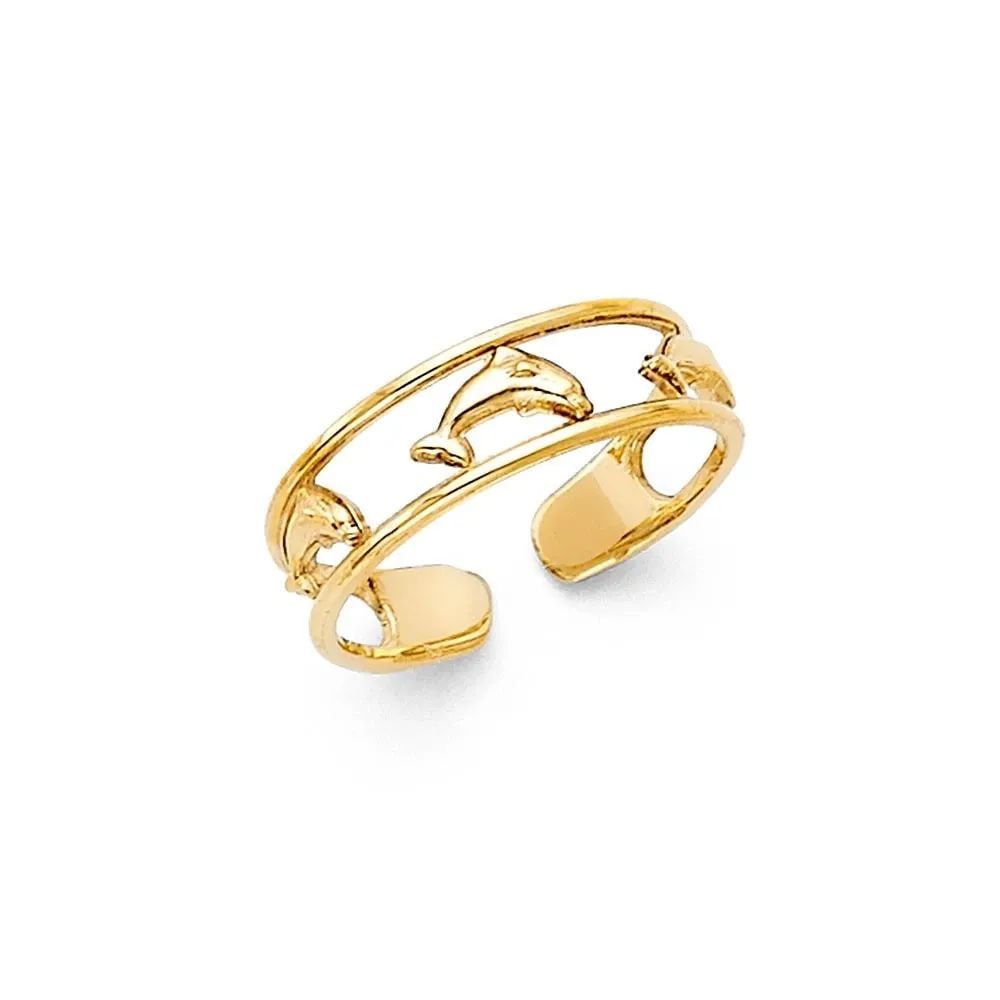 NEW 14K YELLOW GOLD DOLPHIN TOE RING (1 of 2)