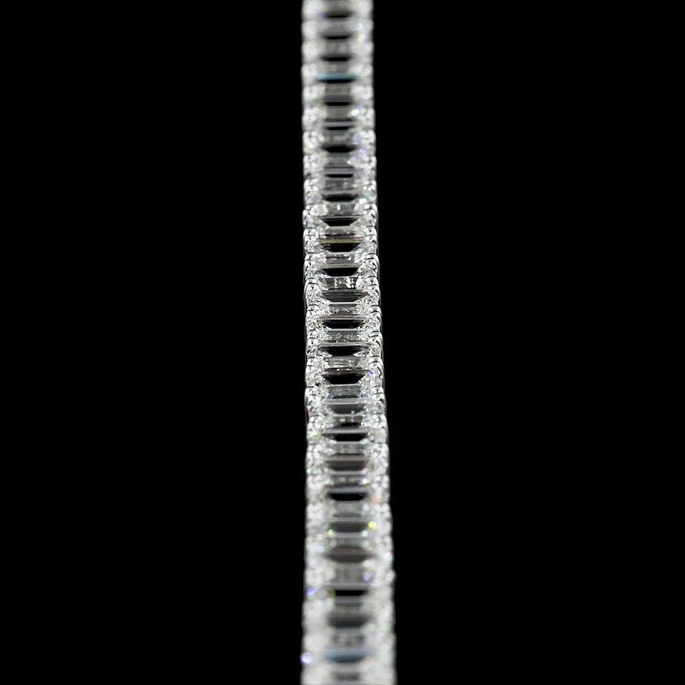 LAB-GROWN 7.04 CARAT EMERALD F-VS1 DIAMOND 14K WG TENNIS BRACELET: LAB-GROWN 7.04 CARAT EMERALD F-VS1 DIAMOND 14K WG TENNIS BRACELET Title: High-quality Brand-New Echo Friendly Elegant Lab-Grown 7.04 Carat Emerald F-VS1 Diamond 14K White Gold Tennis Bracelet Video Li