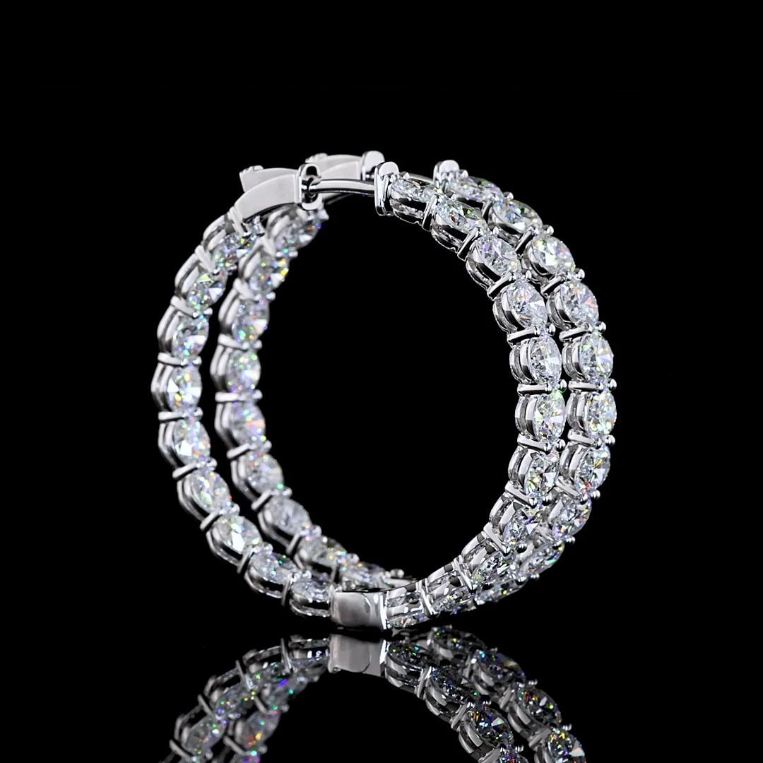 LAB-GROWN 9.95 CARAT ROUND E-F-VS1 DIAMOND 14K WHITE GOLD HOOPS EARRINGS: LAB-GROWN 9.95 CARAT ROUND E-F-VS1 DIAMOND 14K WHITE GOLD HOOPS EARRINGS Title: High-quality Brand-New Echo Friendly Elegant Lab-Grown 9.95 Carat Round E-F-VS1 Diamond 14K White Gold Hoops Earrings Vi