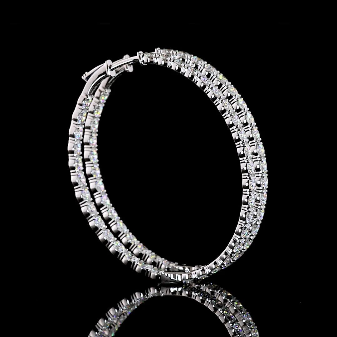 LAB-GROWN 6.92 CARAT ROUND E-F-VS1 DIAMOND 14K WHITE GOLD HOOPS EARRINGS: LAB-GROWN 6.92 CARAT ROUND E-F-VS1 DIAMOND 14K WHITE GOLD HOOPS EARRINGS Title: High-quality Brand-New Echo Friendly Elegant Lab-Grown 6.92 Carat Round E-F-VS1 Diamond 14K White Gold Hoops Earrings Vi