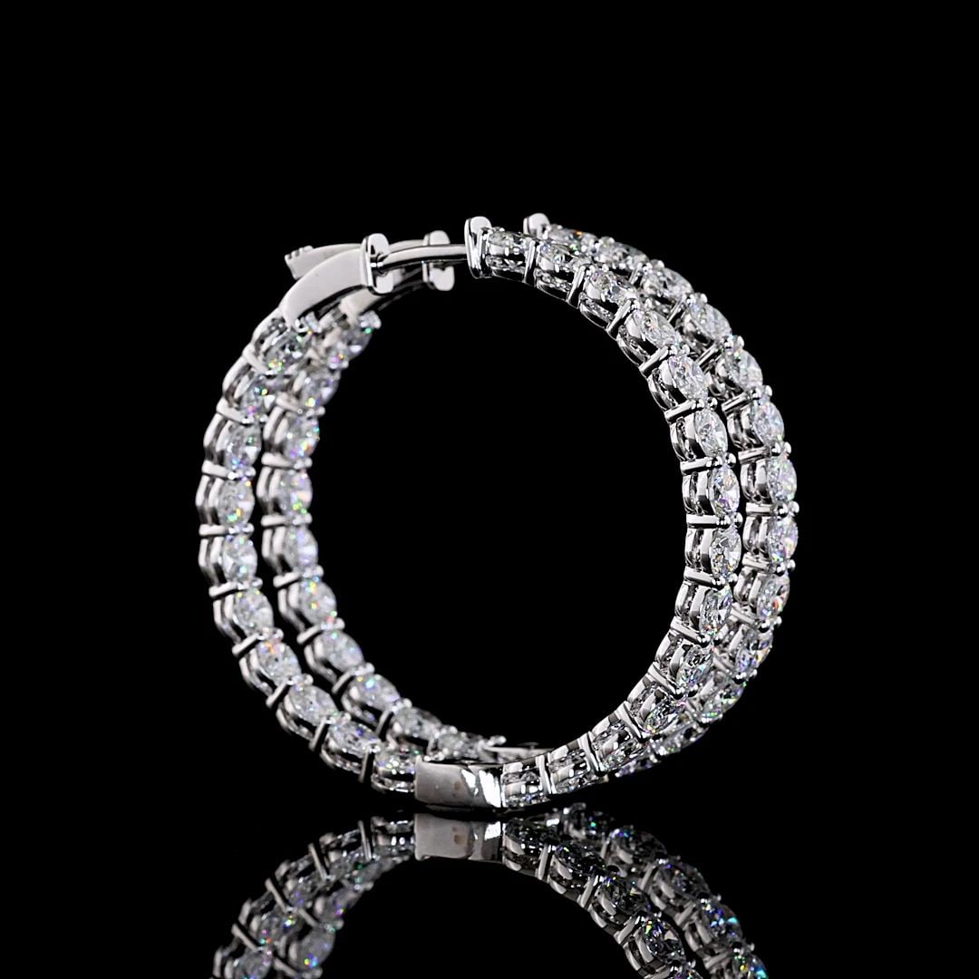 LAB-GROWN 6.59 CARAT ROUND E-F-VS1 DIAMOND 14K WHITE GOLD HOOPS EARRINGS: LAB-GROWN 6.59 CARAT ROUND E-F-VS1 DIAMOND 14K WHITE GOLD HOOPS EARRINGS Title: High-quality Brand-New Echo Friendly Elegant Lab-Grown 6.59 Carat Round E-F-VS1 Diamond 14K White Gold Hoops Earrings Vi