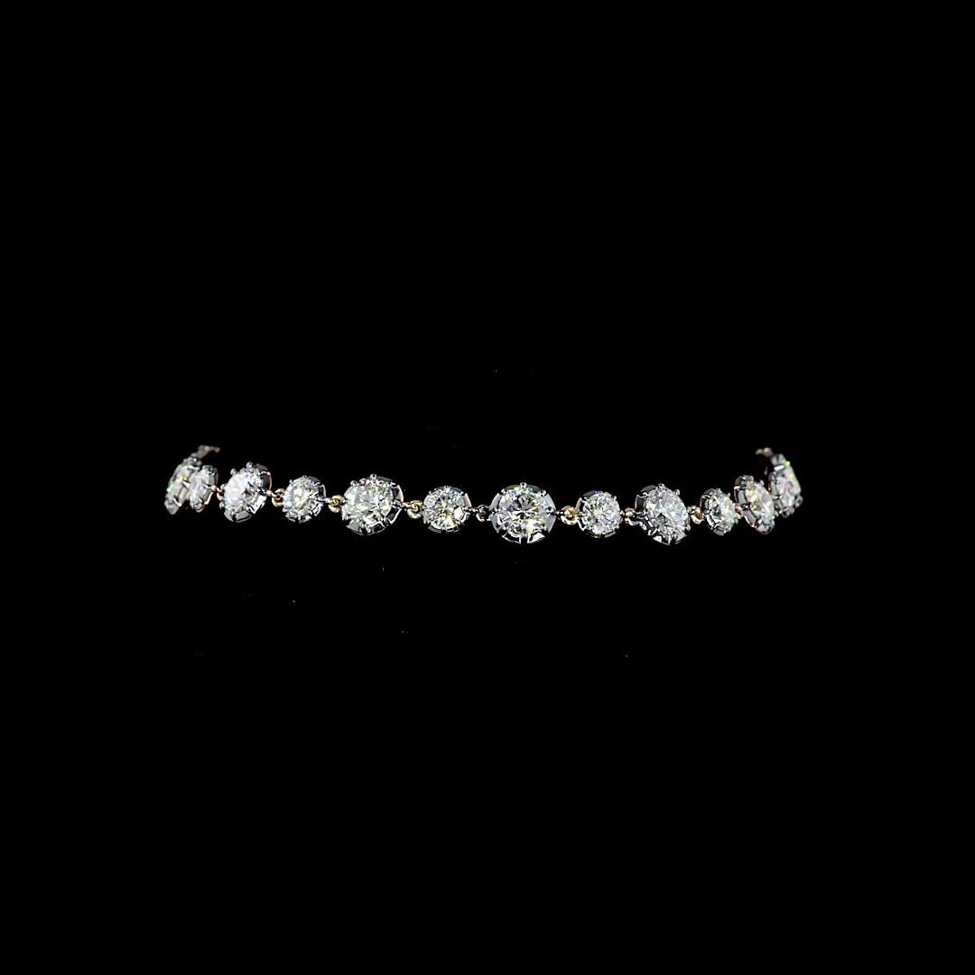 LAB-GROWN 6.52 CARAT ROUND E-F-VS1 DIAMOND 14K YELLOW GOLD STATION BRACELET: LAB-GROWN 6.52 CARAT ROUND E-F-VS1 DIAMOND 14K YELLOW GOLD STATION BRACELET Title: High-quality Brand-New Echo Friendly Elegant Lab-Grown 6.52 Carat Round E-F-VS1 Diamond 14K Yellow Gold Station Brace