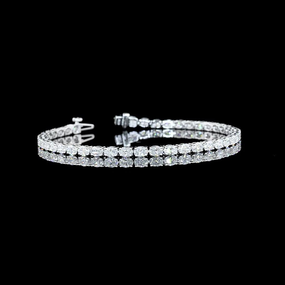 LAB-GROWN 5.03 CARAT OVAL E-VS DIAMOND 14K WHITE GOLD TENNIS BRACELET: Lab-Grown 5.03 Carat Oval E-VS Diamond 14K White Gold Tennis Bracelet Details Department Unisex Adults Main Stone No Stone Metal White Gold Metal purity 14k Style Bracelet Item description Title: High