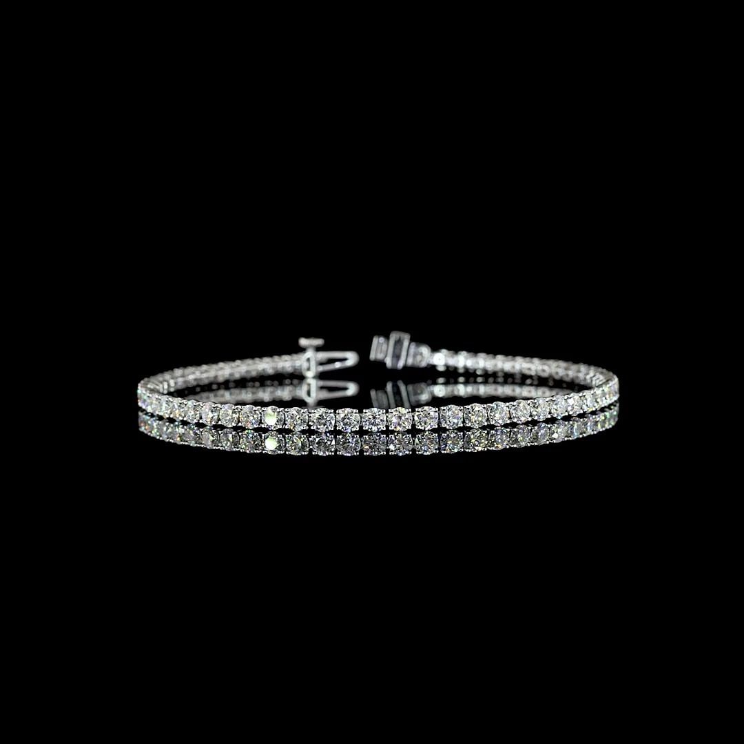LAB-GROWN 5.37 CARAT ROUND E-F-VS2 DIAMOND 14K WHITE GOLD TENNIS BRACELET: LAB-GROWN 5.37 CARAT ROUND E-F-VS2 DIAMOND 14K WHITE GOLD TENNIS BRACELET Title: High-quality Brand-New Echo Friendly Elegant Lab-Grown 5.37 Carat Round E-F-VS2 Diamond 14K White Gold Tennis Bracelet 