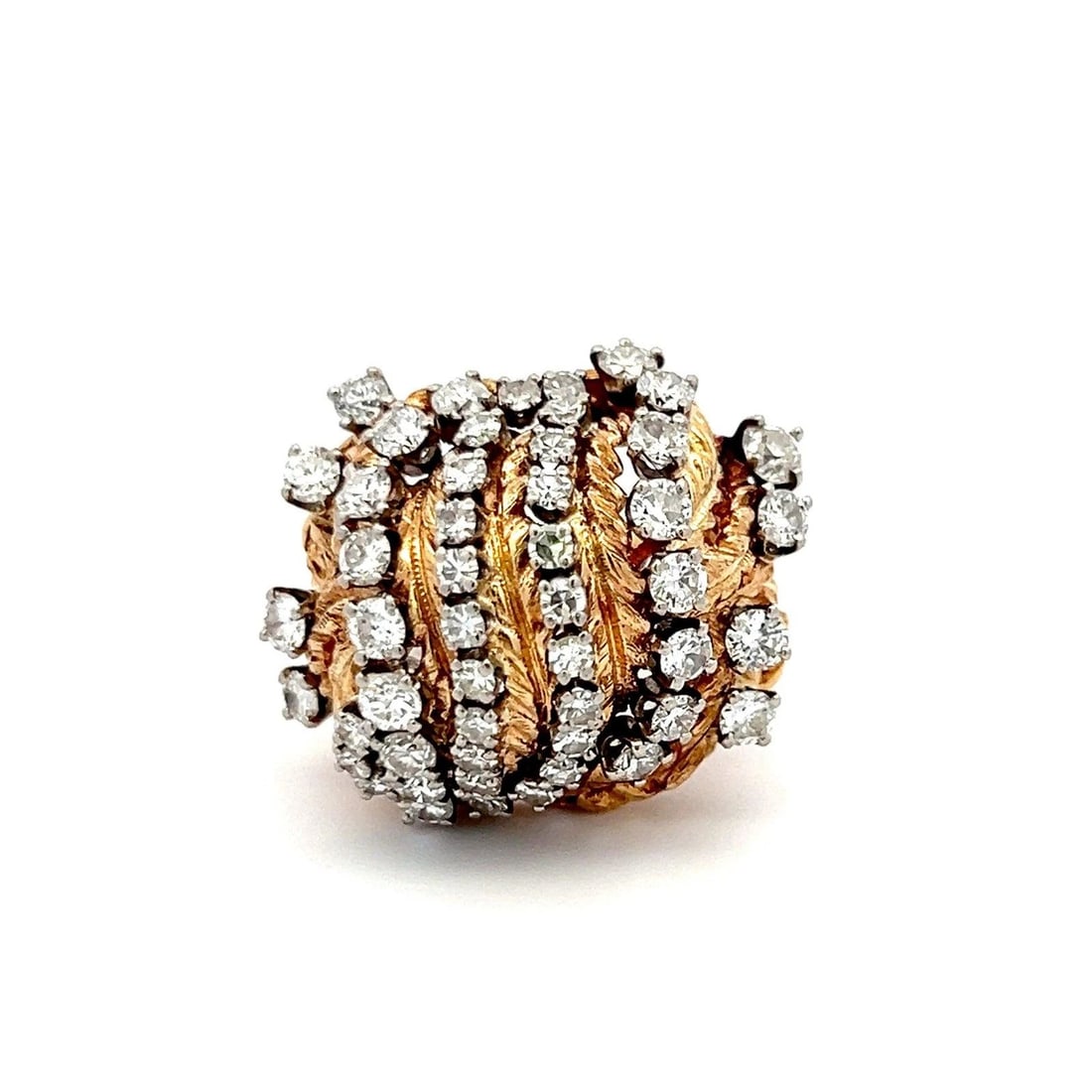 1.50 CARAT ROUND BRILLIANT H SI1 DIAMOND 14 KARAT YELLOW GOLD COCKTAIL RING (1 of 2)