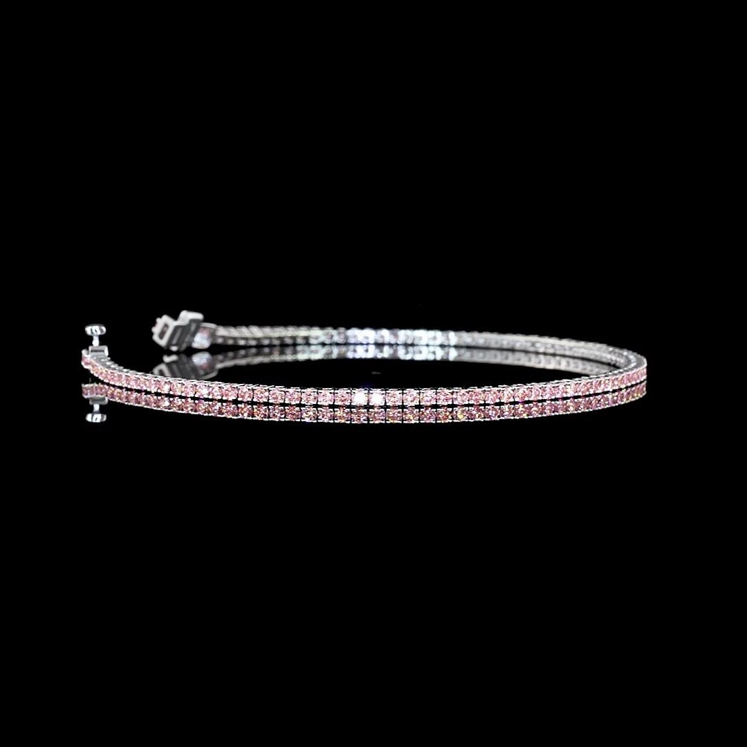 LAB-GROWN 1.58 CARAT ROUND FANCY VIVID PINK-VS2 DIAMOND 14K WHITE GOLD TENNIS BR: LAB-GROWN 1.58 CARAT ROUND FANCY VIVID PINK-VS2 DIAMOND 14K WHITE GOLD TENNIS BR PRODUCT DESCRIPTION Title: High-quality Brand-New Echo Friendly Elegant Lab-Grown 1.58 Carat Round Fancy Vivid Pink-VS2