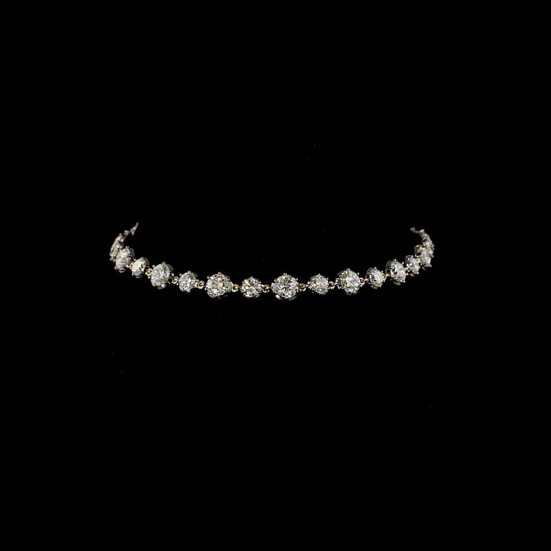 LAB-GROWN 5.31 CARAT ROUND E-F-VS1 DIAMOND 14K YELLOW GOLD STATION BRACELET: LAB-GROWN 5.31 CARAT ROUND E-F-VS1 DIAMOND 14K YELLOW GOLD STATION BRACELET Title: High-quality Brand-New Echo Friendly Elegant Lab-Grown 5.31 Carat Round E-F-VS1 Diamond 14K Yellow Gold Station Brace