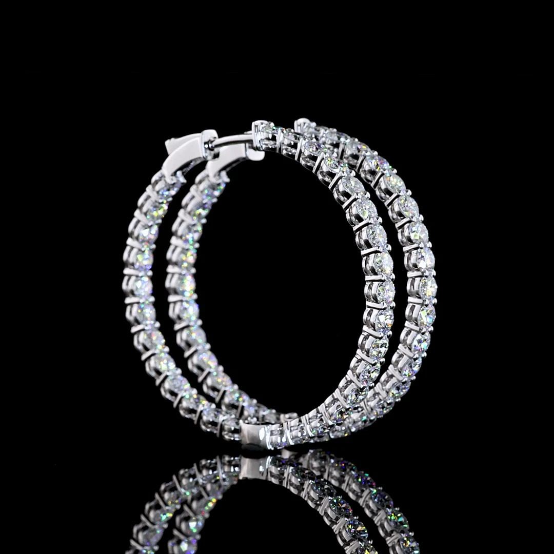 LAB-GROWN 5.19 CARAT ROUND E-F-VS2 DIAMOND 14K WHITE GOLD HOOPS EARRINGS: LAB-GROWN 5.19 CARAT ROUND E-F-VS2 DIAMOND 14K WHITE GOLD HOOPS EARRINGS Title: High-quality Brand-New Echo Friendly Elegant Lab-Grown 5.19 Carat Round E-F-VS2 Diamond 14K White Gold Hoops Earrings Vi