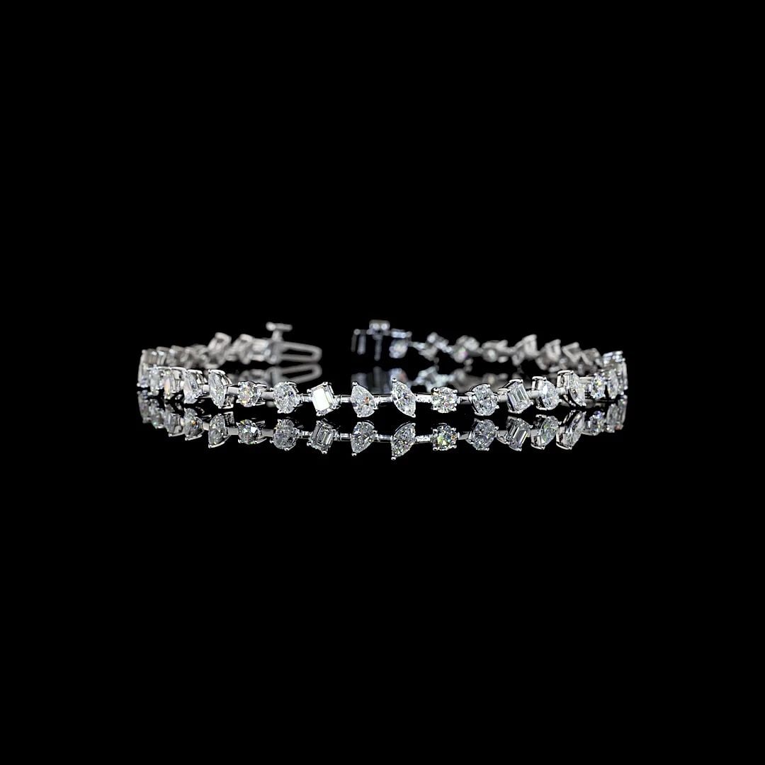 LAB-GROWN 3.79 CARAT MIX E-F-VS DIAMOND 14K WHITE GOLD STATION BRACELET: LAB-GROWN 3.79 CARAT MIX E-F-VS DIAMOND 14K WHITE GOLD STATION BRACELET Title: High-quality Brand-New Echo Friendly Elegant Lab-Grown 3.79 Carat MIX E-F-VS Diamond 14K White Gold Station Bracelet Vide