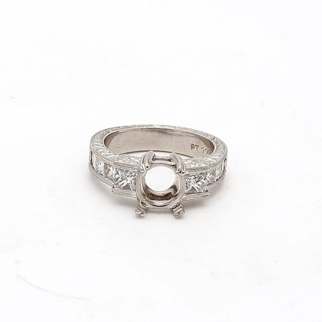 1.50 CARAT PRINCESS CUT H SI1 DIAMOND PLATINUM SEMI MOUNT RING: 1.50 CARAT PRINCESS CUT H SI1 DIAMOND PLATINUM SEMI MOUNT RING Title: 1.50 Carat Princess Cut H SI1 Diamond Platinum Semi Mount Ring Style: Semi Mount Metal: Platinum Gemstone 1: 1.5 Carat Diamond Num