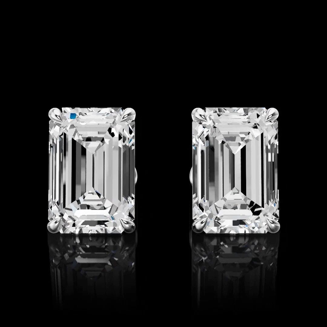 LAB-GROWN 8.08 CARAT EMERALD E-F- DIAMOND 14K WHITE GOLD STUDS EARRINGS: LAB-GROWN 8.08 CARAT EMERALD E-F- DIAMOND 14K WHITE GOLD STUDS EARRINGS Title: High-quality Brand-New Echo Friendly Elegant Lab-Grown 8.08 Carat Emerald E-F- Diamond 14K White Gold Studs Earrings Vide