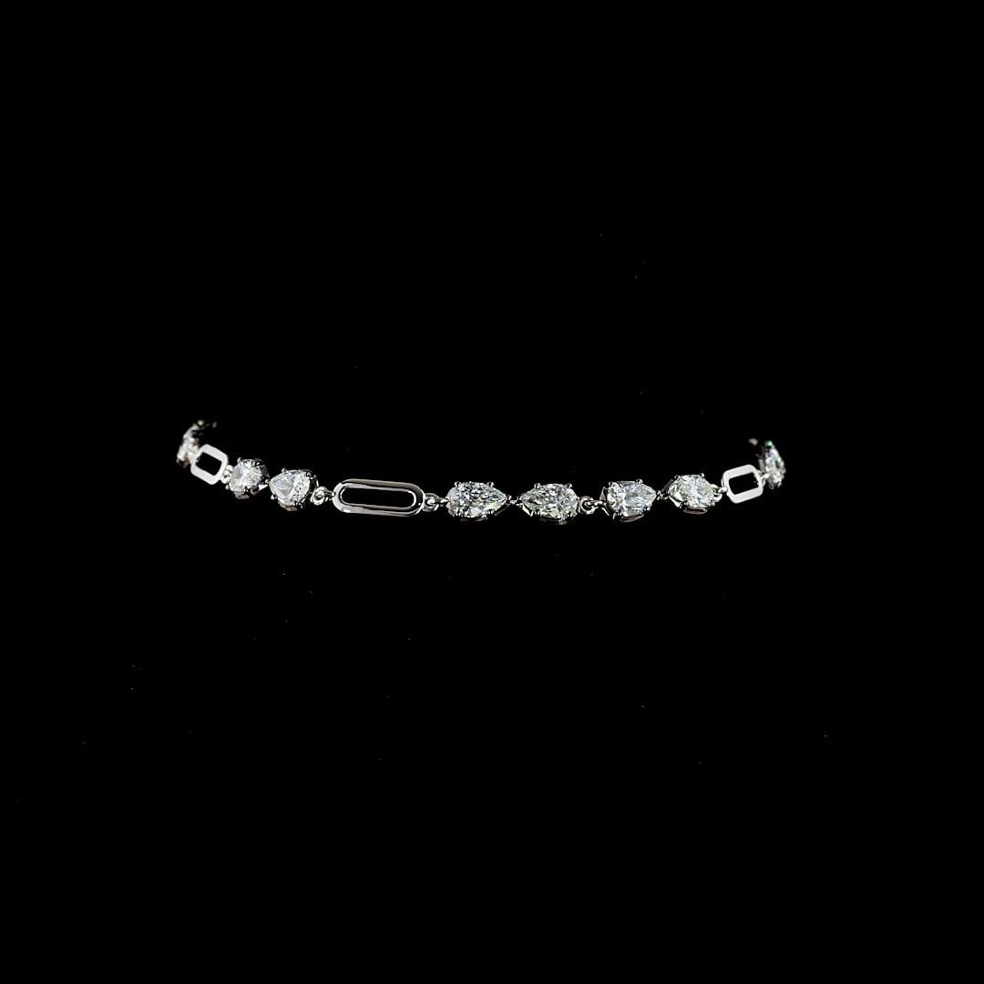 LAB-GROWN 2.99 CARAT PEAR E-F-VS1 DIAMOND 14K WHITE GOLD STATION BRACELET: LAB-GROWN 2.99 CARAT PEAR E-F-VS1 DIAMOND 14K WHITE GOLD STATION BRACELET Title: High-quality Brand-New Echo Friendly Elegant Lab-Grown 2.99 Carat Pear E-F-VS1 Diamond 14K White Gold Station Bracelet 