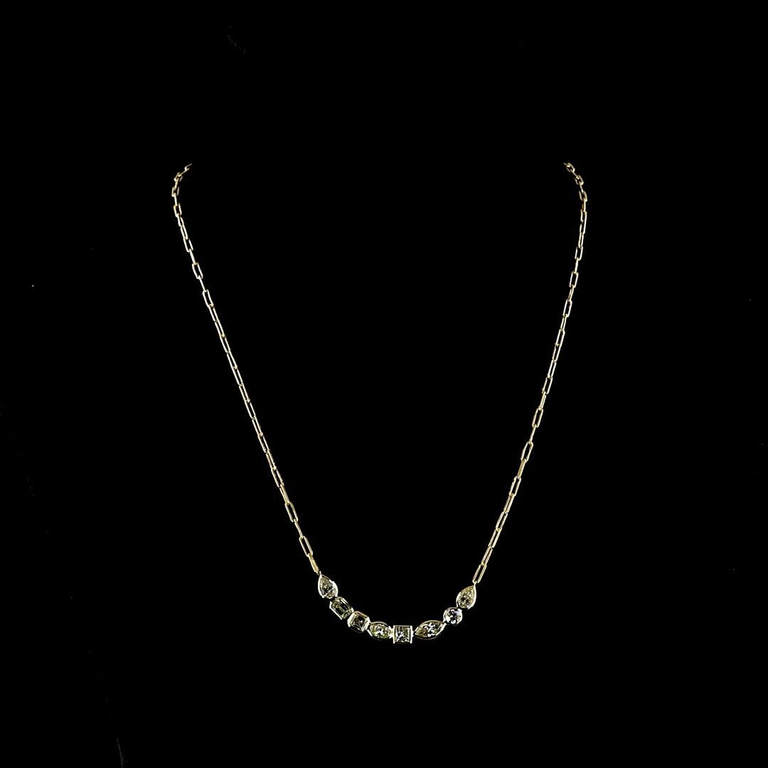 LAB-GROWN 2.43 CARAT MIX E-F-VS1 DIAMOND 14K YELLOW GOLD STATION NECKLACE: LAB-GROWN 2.43 CARAT MIX E-F-VS1 DIAMOND 14K YELLOW GOLD STATION NECKLACE Title: High-quality Brand-New Echo Friendly Elegant Lab-Grown 2.43 Carat MIX E-F-VS1 Diamond 14K Yellow Gold Station Necklace 
