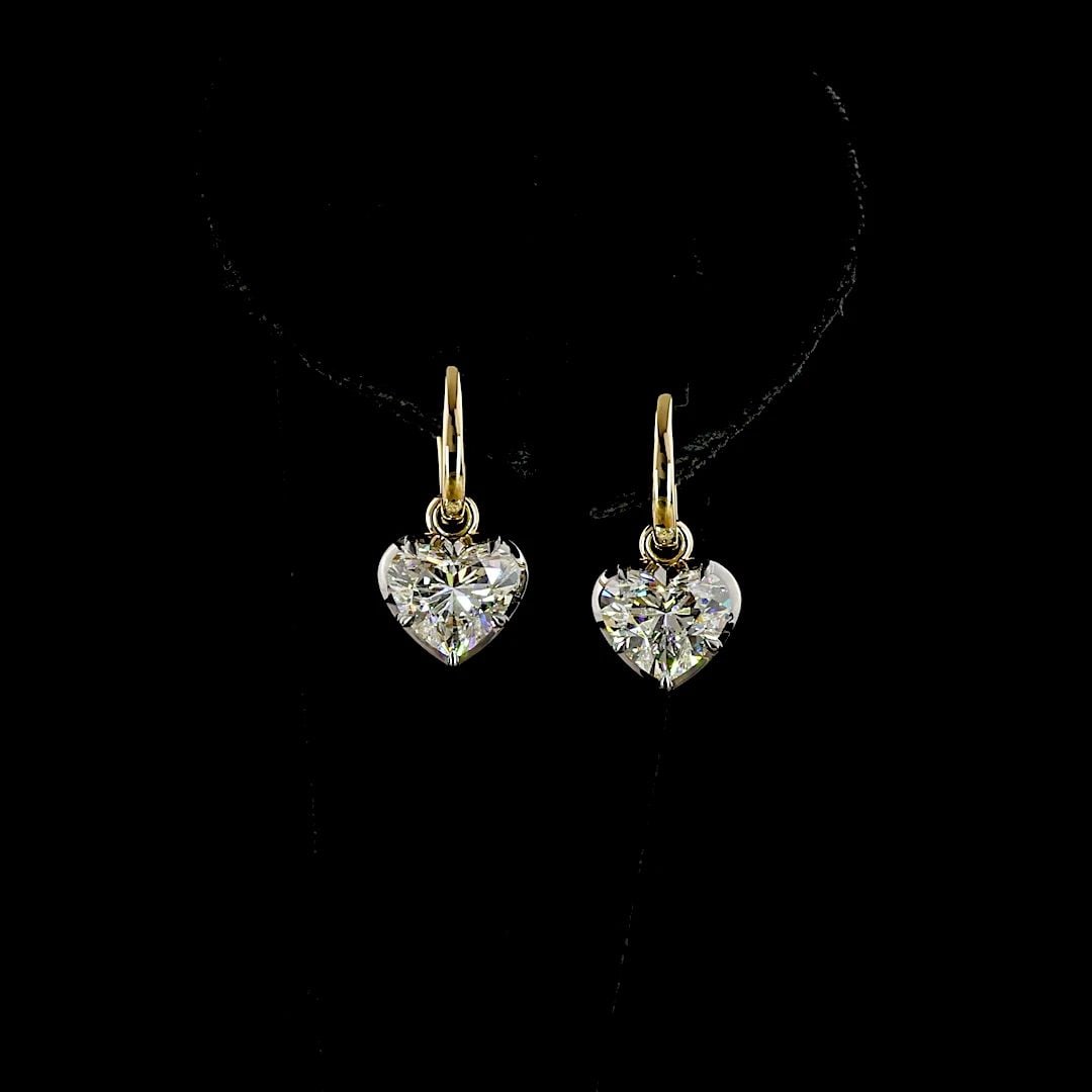 LAB-GROWN 4.11 CARAT HEART E-F-VVS2 DIAMOND 14K YELLOW GOLD HANGING EARRINGS: LAB-GROWN 4.11 CARAT HEART E-F-VVS2 DIAMOND 14K YELLOW GOLD HANGING EARRINGS Title: High-quality Brand-New Echo Friendly Elegant Lab-Grown 4.11 Carat Heart E-F-VVS2 Diamond 14K Yellow Gold Hanging Ear