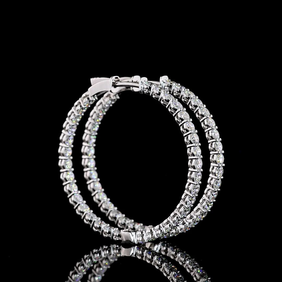 LAB-GROWN 4.02 CARAT ROUND E-F-VS2 DIAMOND 14K WHITE GOLD HOOPS EARRINGS: LAB-GROWN 4.02 CARAT ROUND E-F-VS2 DIAMOND 14K WHITE GOLD HOOPS EARRINGS Title: High-quality Brand-New Echo Friendly Elegant Lab-Grown 4.02 Carat Round E-F-VS2 Diamond 14K White Gold Hoops Earrings Vi