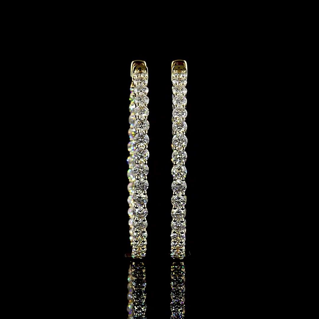 LAB-GROWN 3.99 CARAT ROUND E-F-VS2 DIAMOND 14K YELLOW GOLD HOOPS EARRINGS: LAB-GROWN 3.99 CARAT ROUND E-F-VS2 DIAMOND 14K YELLOW GOLD HOOPS EARRINGS Title: High-quality Brand-New Echo Friendly Elegant Lab-Grown 3.99 Carat Round E-F-VS2 Diamond 14K Yellow Gold Hoops Earrings 