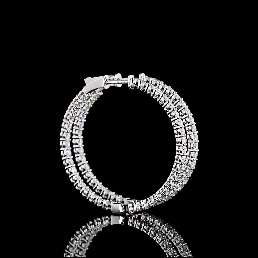 LAB-GROWN 2.99 CARAT ROUND E-F-VS DIAMOND 14K WHITE GOLD HOOPS EARRINGS: LAB-GROWN 2.99 CARAT ROUND E-F-VS DIAMOND 14K WHITE GOLD HOOPS EARRINGS Title: High-quality Brand-New Echo Friendly Elegant Lab-Grown 2.99 Carat Round E-F-VS Diamond 14K White Gold Hoops Earrings Vide