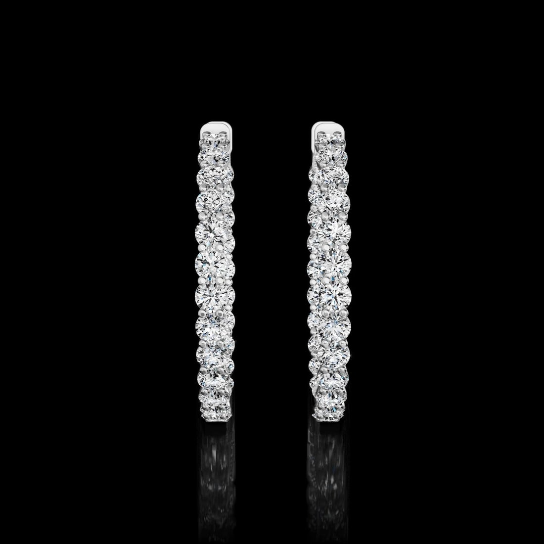 LAB-GROWN 4.34 CARAT ROUND E-F-VS2 DIAMOND 14K WHITE GOLD HOOPS EARRINGS: LAB-GROWN 4.34 CARAT ROUND E-F-VS2 DIAMOND 14K WHITE GOLD HOOPS EARRINGS Title: High-quality Brand-New Echo Friendly Elegant Lab-Grown 4.34 Carat Round E-F-VS2 Diamond 14K White Gold Hoops Earrings Vi