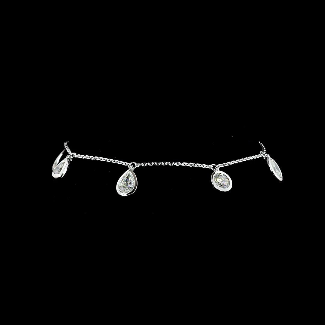 LAB-GROWN 2.31 CARAT PEAR E-F-VS DIAMOND 14K WHITE GOLD STATION BRACELET: LAB-GROWN 2.31 CARAT PEAR E-F-VS DIAMOND 14K WHITE GOLD STATION BRACELET Title: High-quality Brand-New Echo Friendly Elegant Lab-Grown 2.31 Carat Pear E-F-VS Diamond 14K White Gold Station Bracelet Vi