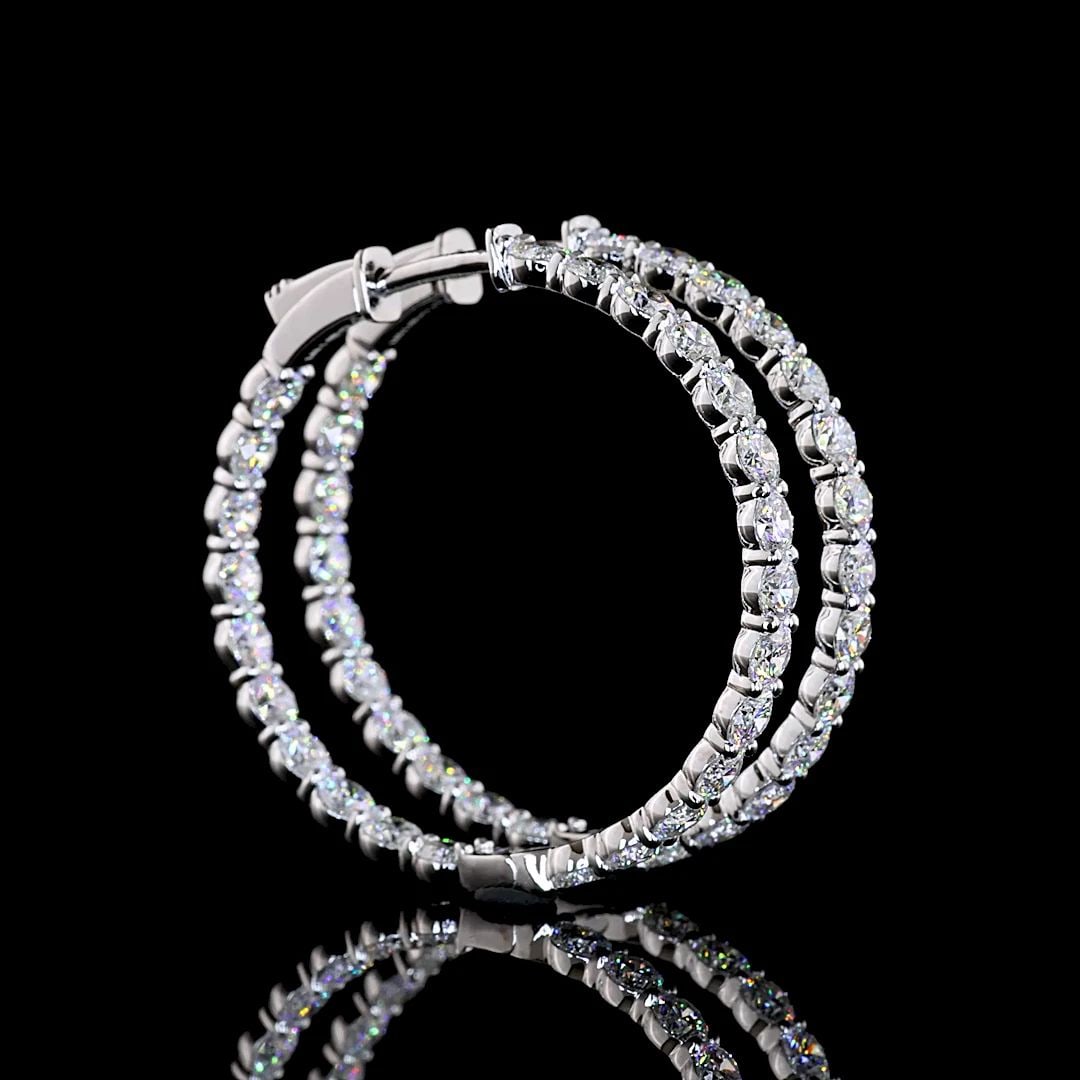 LAB-GROWN 4.32 CARAT ROUND E-F-VS1 DIAMOND 14K WHITE GOLD HOOPS EARRINGS: LAB-GROWN 4.32 CARAT ROUND E-F-VS1 DIAMOND 14K WHITE GOLD HOOPS EARRINGS Title: High-quality Brand-New Echo Friendly Elegant Lab-Grown 4.32 Carat Round E-F-VS1 Diamond 14K White Gold Hoops Earrings Vi