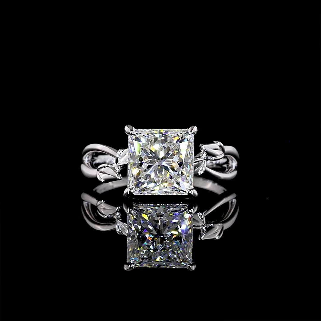 LAB-GROWN 3.06 CARAT PRINCESS E-F-VS1 DIAMOND 14K WHITE GOLD SOLITAIRE RING: LAB-GROWN 3.06 CARAT PRINCESS E-F-VS1 DIAMOND 14K WHITE GOLD SOLITAIRE RING Title: High-quality Brand-New Echo Friendly Elegant Lab-Grown 3.06 Carat Princess E-F-VS1 Diamond 14K White Gold Solitaire R