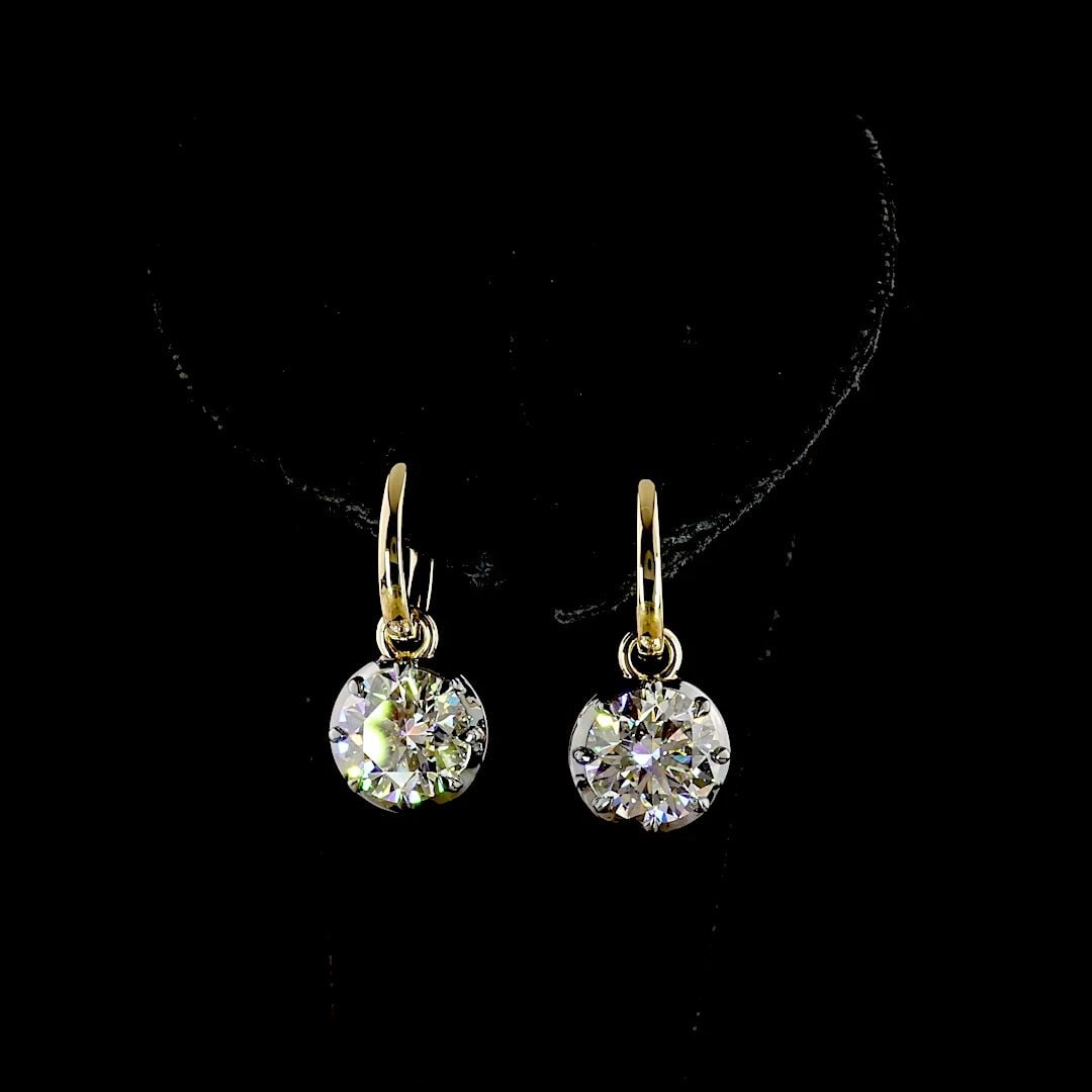 LAB-GROWN 4.05 CARAT ROUND E-F-VS1 DIAMOND 14K YELLOW GOLD HANGING EARRINGS: LAB-GROWN 4.05 CARAT ROUND E-F-VS1 DIAMOND 14K YELLOW GOLD HANGING EARRINGS Title: High-quality Brand-New Echo Friendly Elegant Lab-Grown 4.05 Carat Round E-F-VS1 Diamond 14K Yellow Gold Hanging Earri