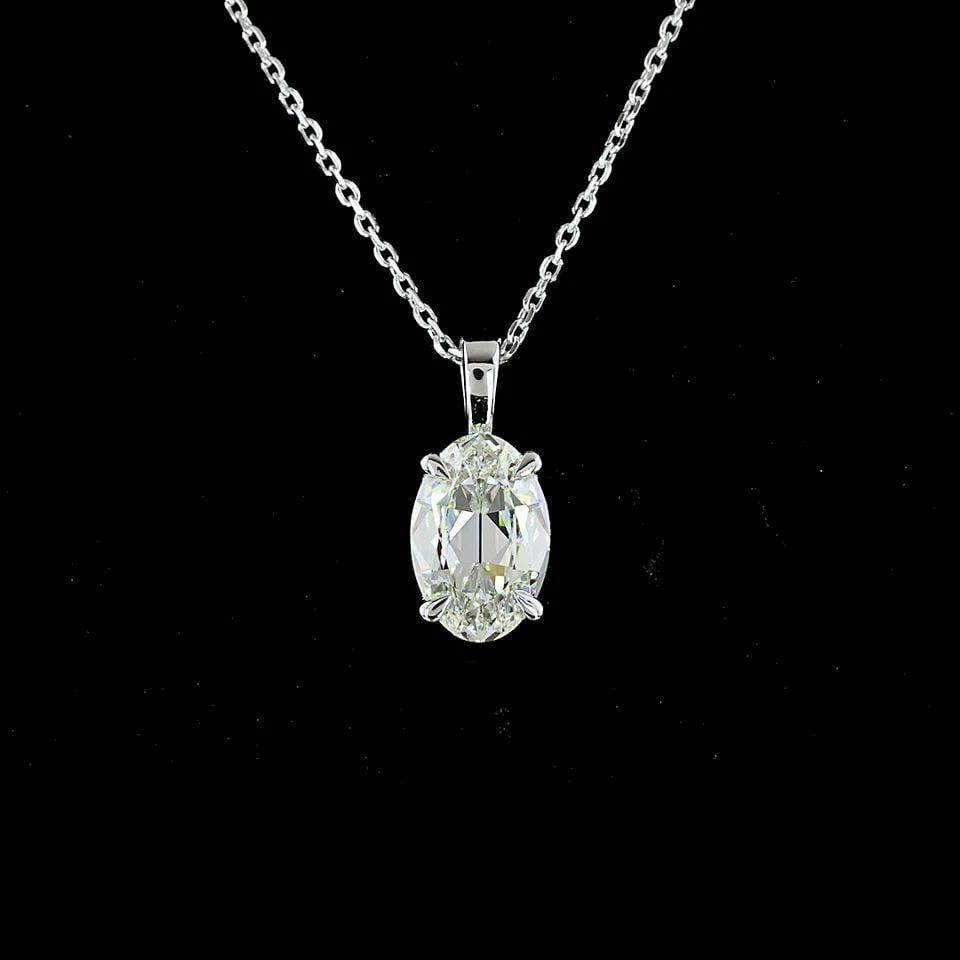 LAB-GROWN 1.83 CARAT ANTIQUE OVAL G-VS1 DIAMOND 14K WHITE GOLD SOLITAIRE PENDANT: LAB-GROWN 1.83 CARAT ANTIQUE OVAL G-VS1 DIAMOND 14K WHITE GOLD SOLITAIRE PENDANT Title: High-quality Brand-New Echo Friendly Elegant Lab-Grown 1.83 Carat Antique Oval G-VS1 Diamond 14K White Gold Soli