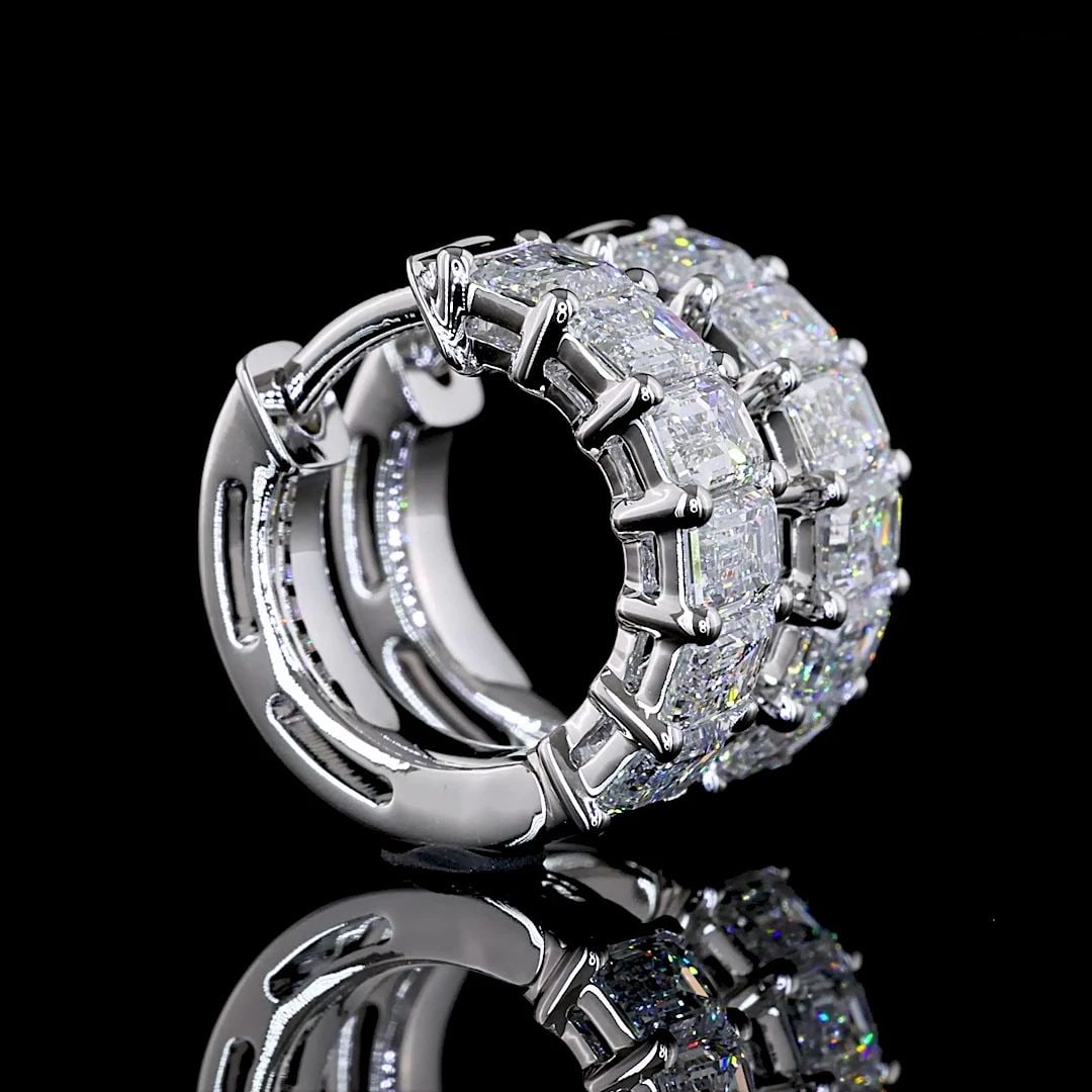 LAB-GROWN 2.04 CARAT EMERALD E-F-VS DIAMOND 14K WHITE GOLD HUGGIES EARRINGS: LAB-GROWN 2.04 CARAT EMERALD E-F-VS DIAMOND 14K WHITE GOLD HUGGIES EARRINGS Title: High-quality Brand-New Echo Friendly Elegant Lab-Grown 2.04 Carat Emerald E-F-VS Diamond 14K White Gold Huggies Earri