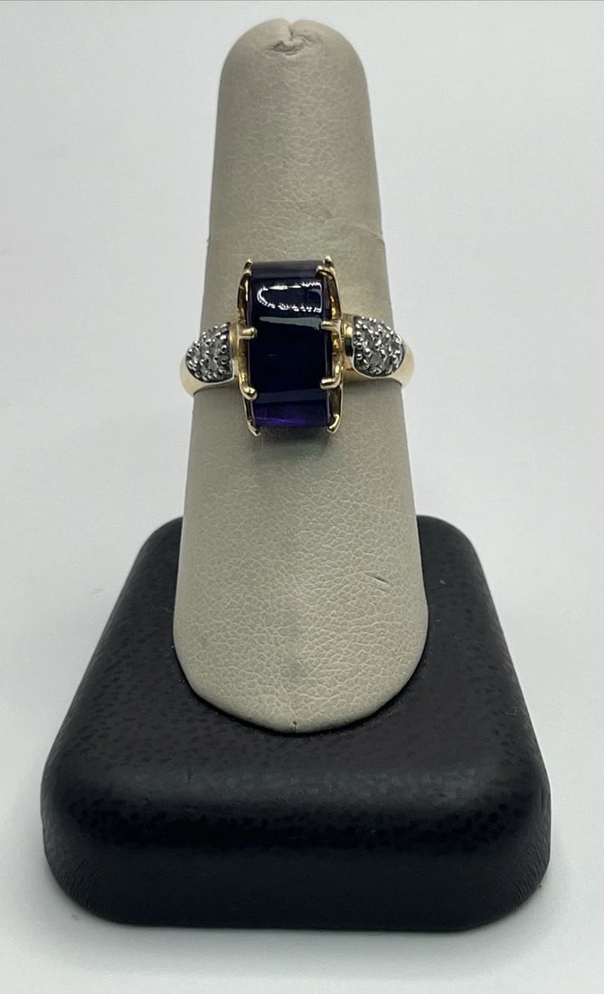 14K YELLOW GOLD WITH AMETHYST & DIAMONDS RING SIZE 8 (1 of 2)