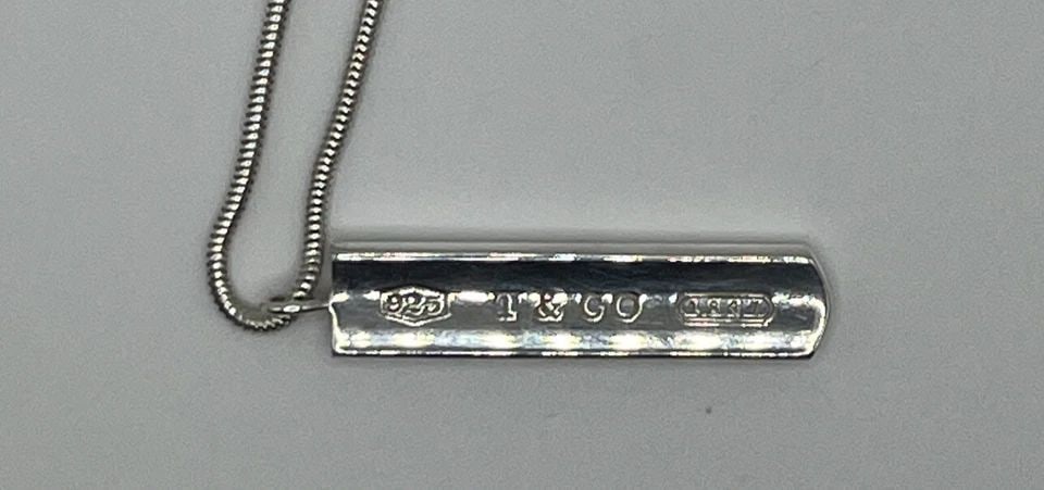 TIFFANY & CO. STERLING SILVER 1837 BAR SNAKE CHAIN PENDANT NECKLACE 18" (1 of 1)