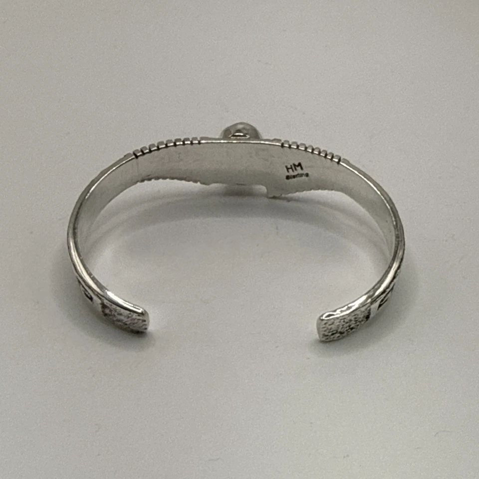 HENRY MARIANO DETAILED CAST STERLING SILVER & TURQUOISE CUFF BRACELET (1 of 1)