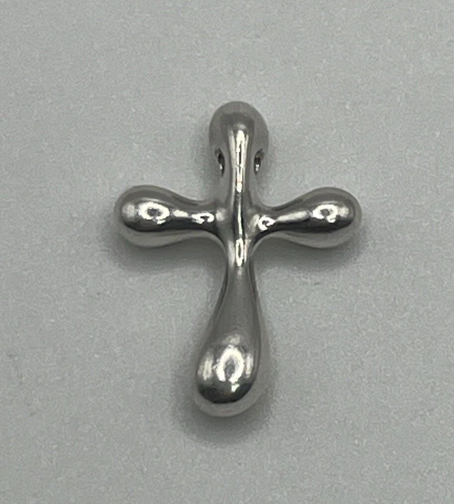 TIFFANY ELSA PERETTI MINI CROSS STERLING SILVER (ON 16" STERLING SILVER CHAIN): Tiffany Elsa Peretti Mini Cross Sterling Silver (on 16" sterling silver chain) Add a touch of elegance to your jewelry collection with this beautiful Tiffany & Co. Elsa Peretti Mini Cross pendant. Cra