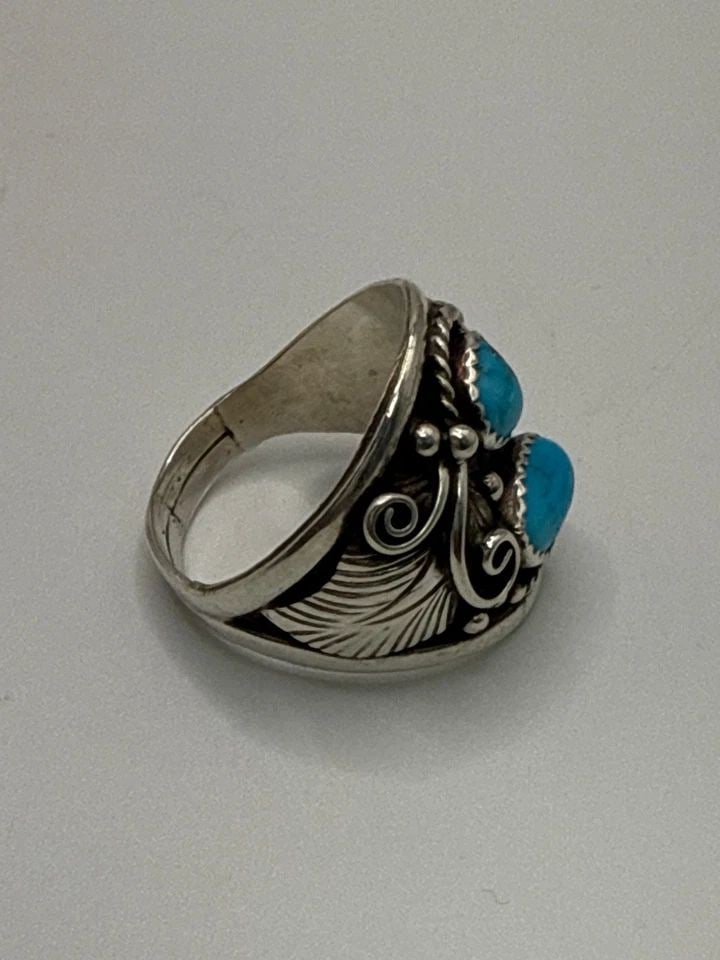 STERLING SILVER NAVAJO TURQUOISE RING SIZE 13 (1 of 1)