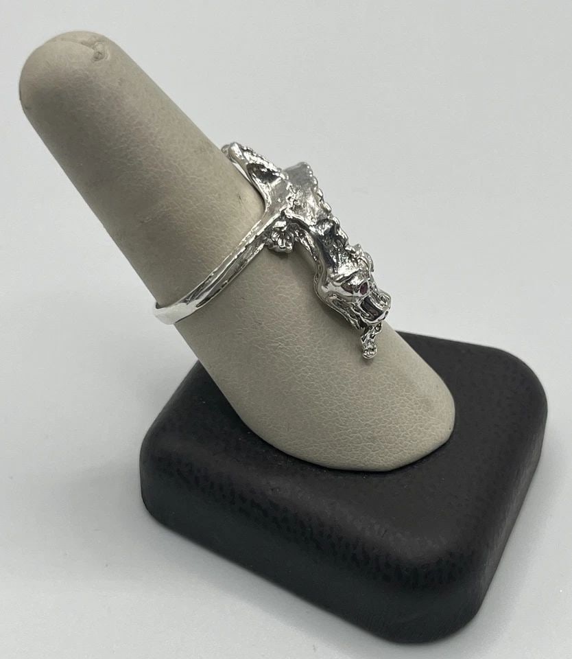 STERLING SILVER SIZE 9.25 DRAGON RING WITH RUBY EYES (1 of 1)