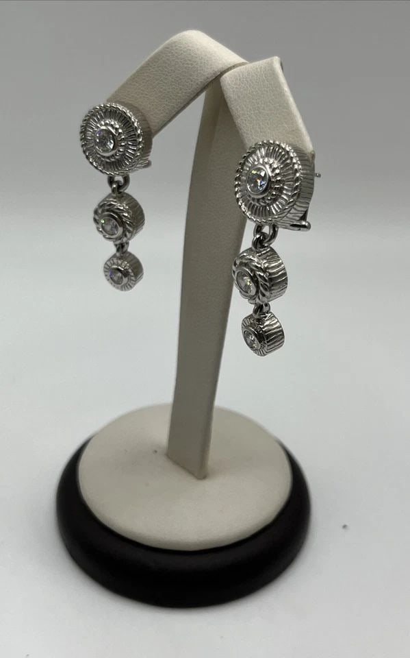 JUDITH RIPKA STERLING SILVER DIAMONIQUE CZ LONG DROP DANGLE OMEGA BACK EARRINGS: JUDITH RIPKA STERLING SILVER DIAMONIQUE CZ LONG DROP DANGLE OMEGA BACK EARRINGS JUDITH RIPKA STERLING SILVER DIAMONIQUE CZ LONG DROP DANGLE OMEGA BACK EARRINGS 70.00Make a statement with these stunnin