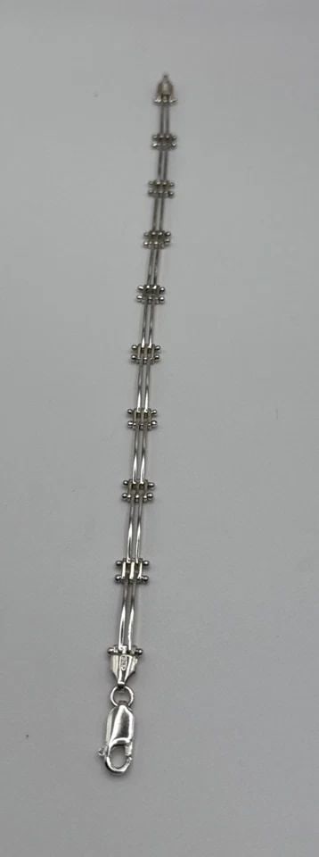 STERLING SILVER BAR LINK BRACELET 8" (1 of 1)